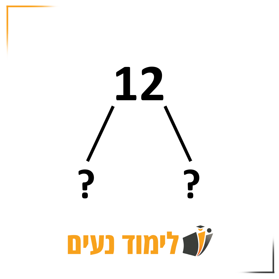 פירוק ראשוני למספר 12 לשני גורמים