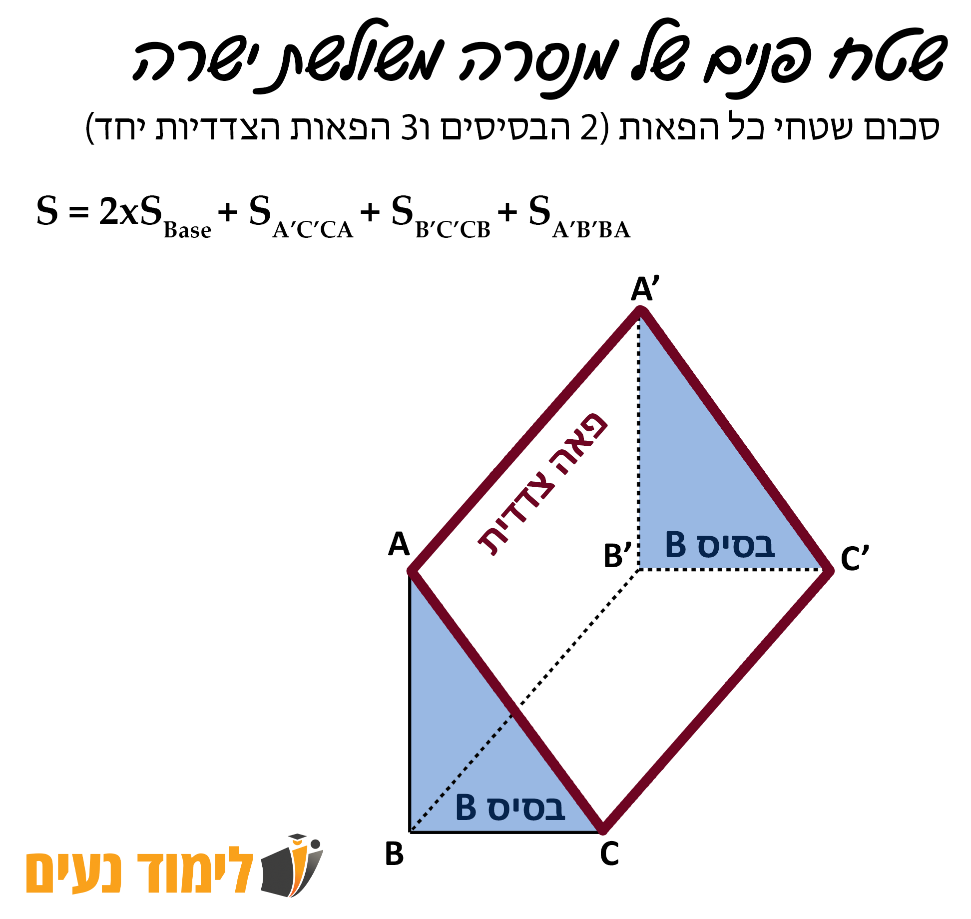 שטח פנים של מנסרה משולשת וישרה