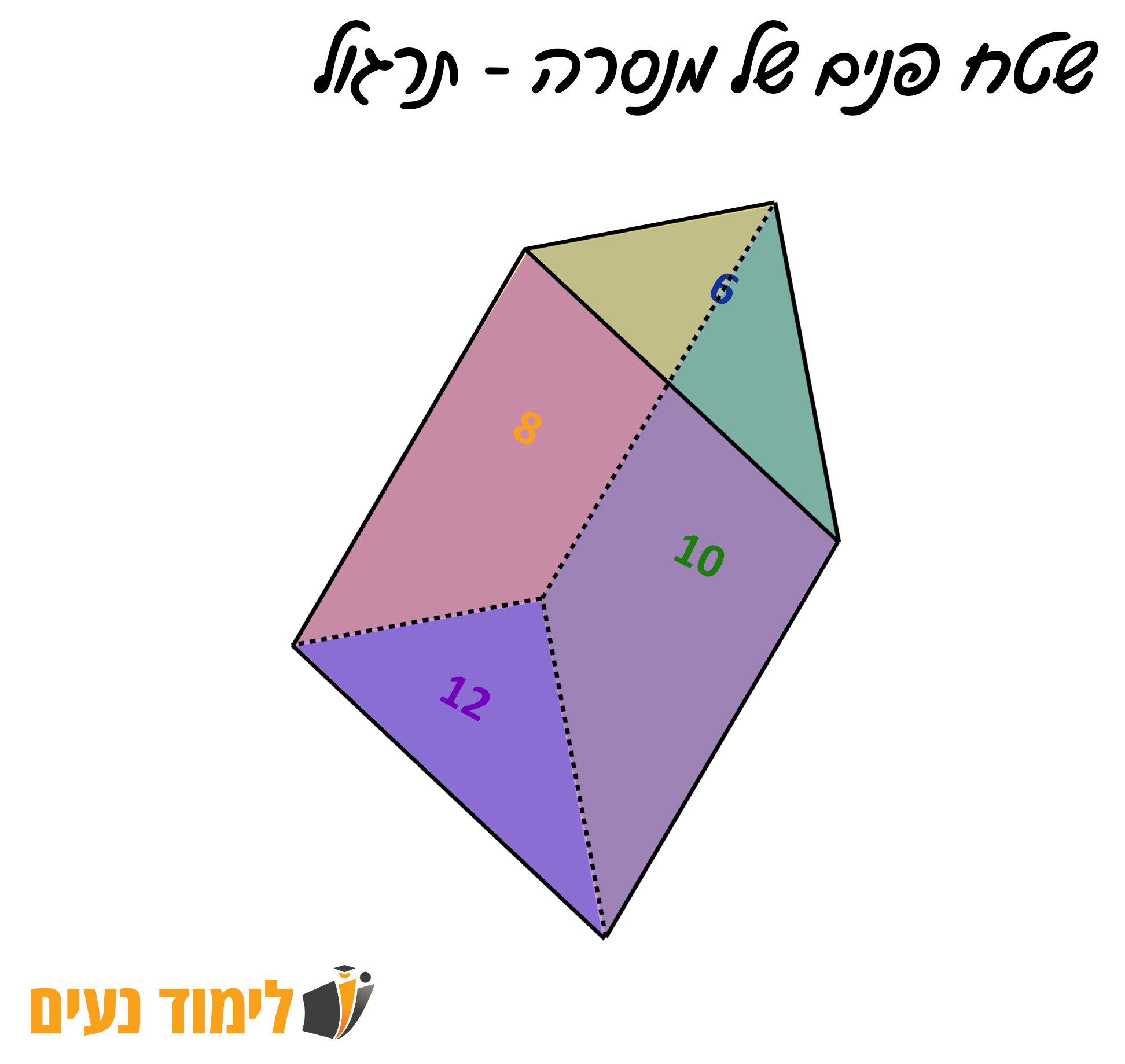 שטח פנים של מנסרה משולשת ישרה - תרגול